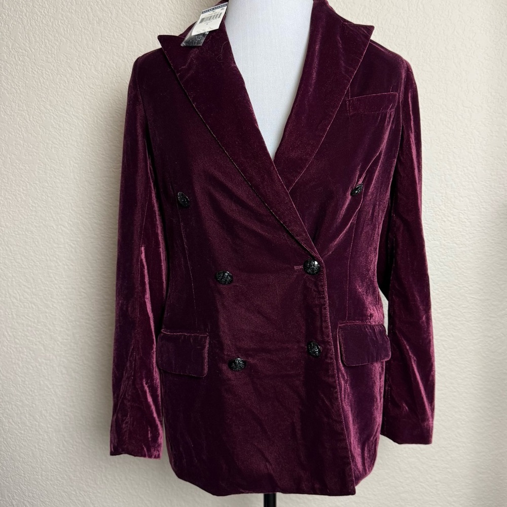 Ralph Lauren Velvet Blazer 2β Chianti Double Breasted Button Jacket Womens NWT